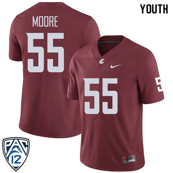 Youth #55 Derek Moore Washington State Cougars College Football Jerseys Sale-Crimson